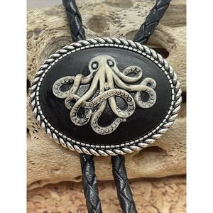 Octopus Cameo Pendant Bolo Lariat Tie Kraken Nautical Rockabilly  Xmas Western